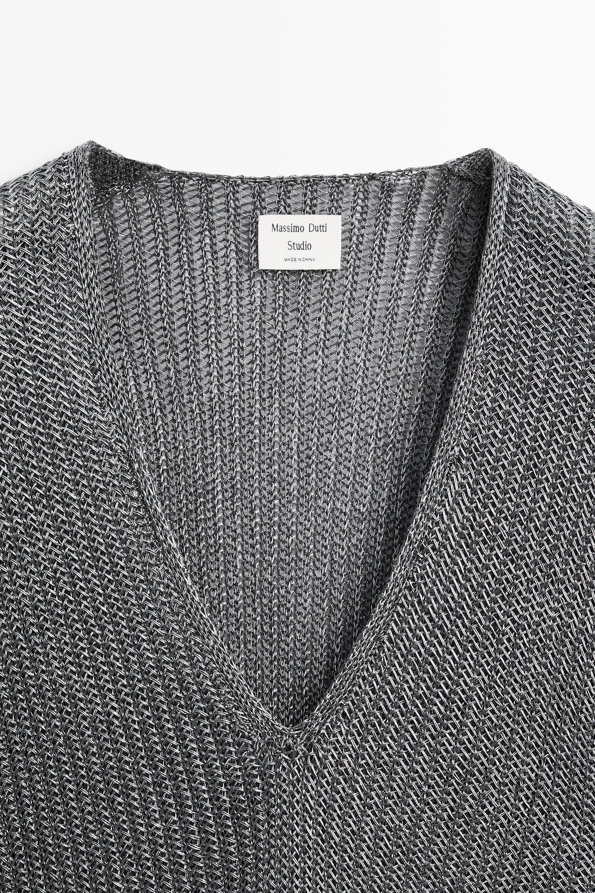 Pull maille métallisée col en V - STUDIO